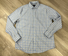 Johnnie-O Performance Shirt Mens Large Blue White Check Button Down Stretch