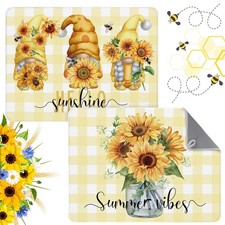 2 Pcs Sunflower Dish Drying Mat for Kitchen, Summer Absorbent Microfiber Dish...