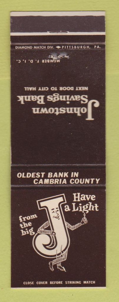 Matchbook Cover - Johnstown Savings Bank PA