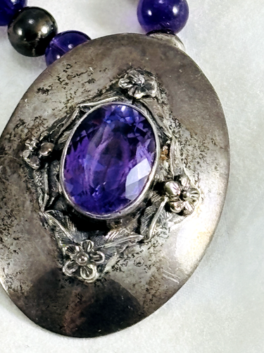 Vintage Sterling Silver & Amethyst Bead and Pendand Necklace - Carol Felley - Picture 2 of 8