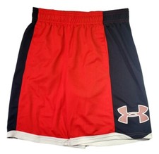 Under Armour Athletic Shorts Boys Large Black Red Youth Basketball Loose YLG