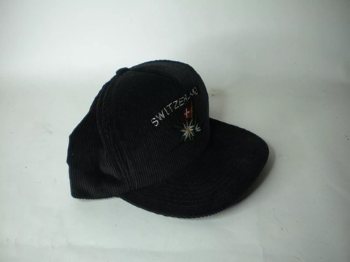 Vintage Schweiz schwarz rot Cord Hut 100% Baumwolle Snapback Flagge Edelweiß - Bild 2 von 10