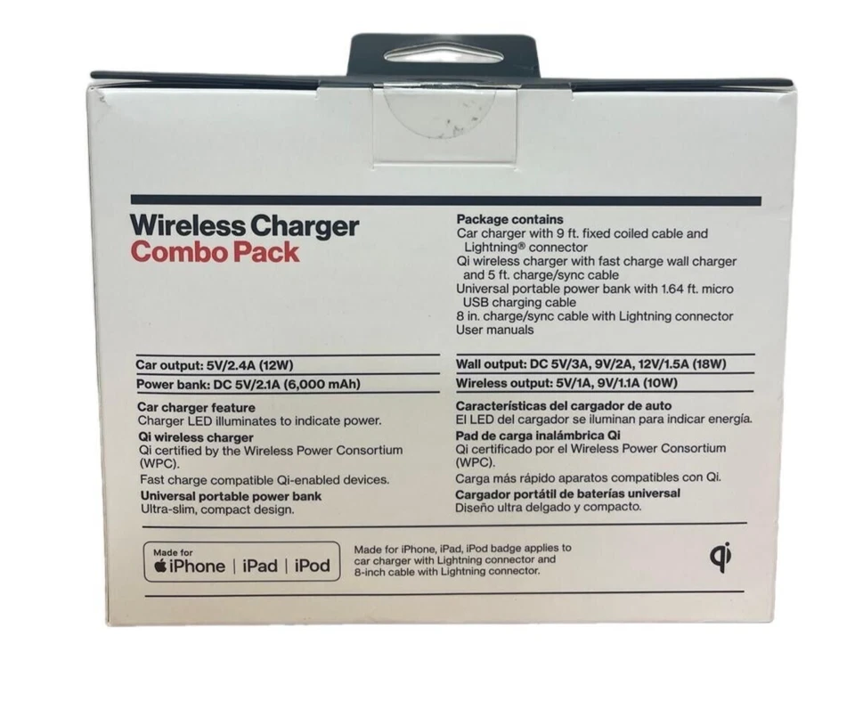 Banco de alimentación, almohadilla de carga coche y cargador de pared combo para todos los iphone 11, XR, 12, 13, 14 Foto 2 de 4