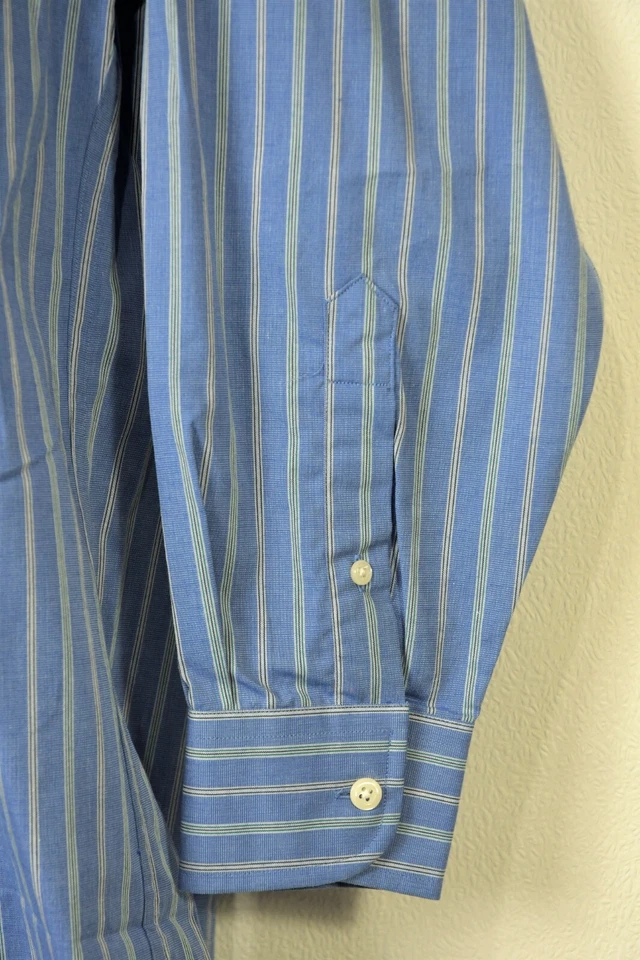 ☑️NEW~JONES NEW YORK Men`s SHIRT~Stripes White/Blue Cotton Long Sleeve 15-32/33 Foto 4 de 4