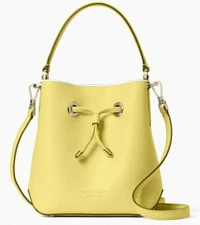 Kate Spade Eva Small Bucket Yellow Limelight Leather WKRU6736 NWT $329 Ret FS Y