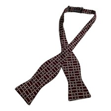 ROBERT TALBOTT Burgundy Geometric Adjustable Self Bow Tie Silk W: 2.2" EX COND