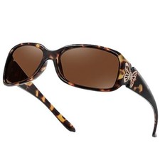 Women's Polarized Sunglasses - Fashionable Wraparound Butterfly Design with