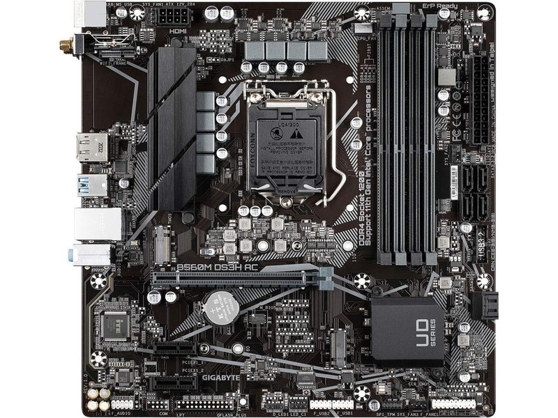 GIGABYTE B560M DS3H AC LGA1200 Intel B560 SATA 6Gb/s Micro ATX Intel Motherboard