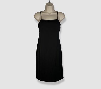 $170 Akris Women's Black Sleeveless Square Neck Slip Dress Size 6