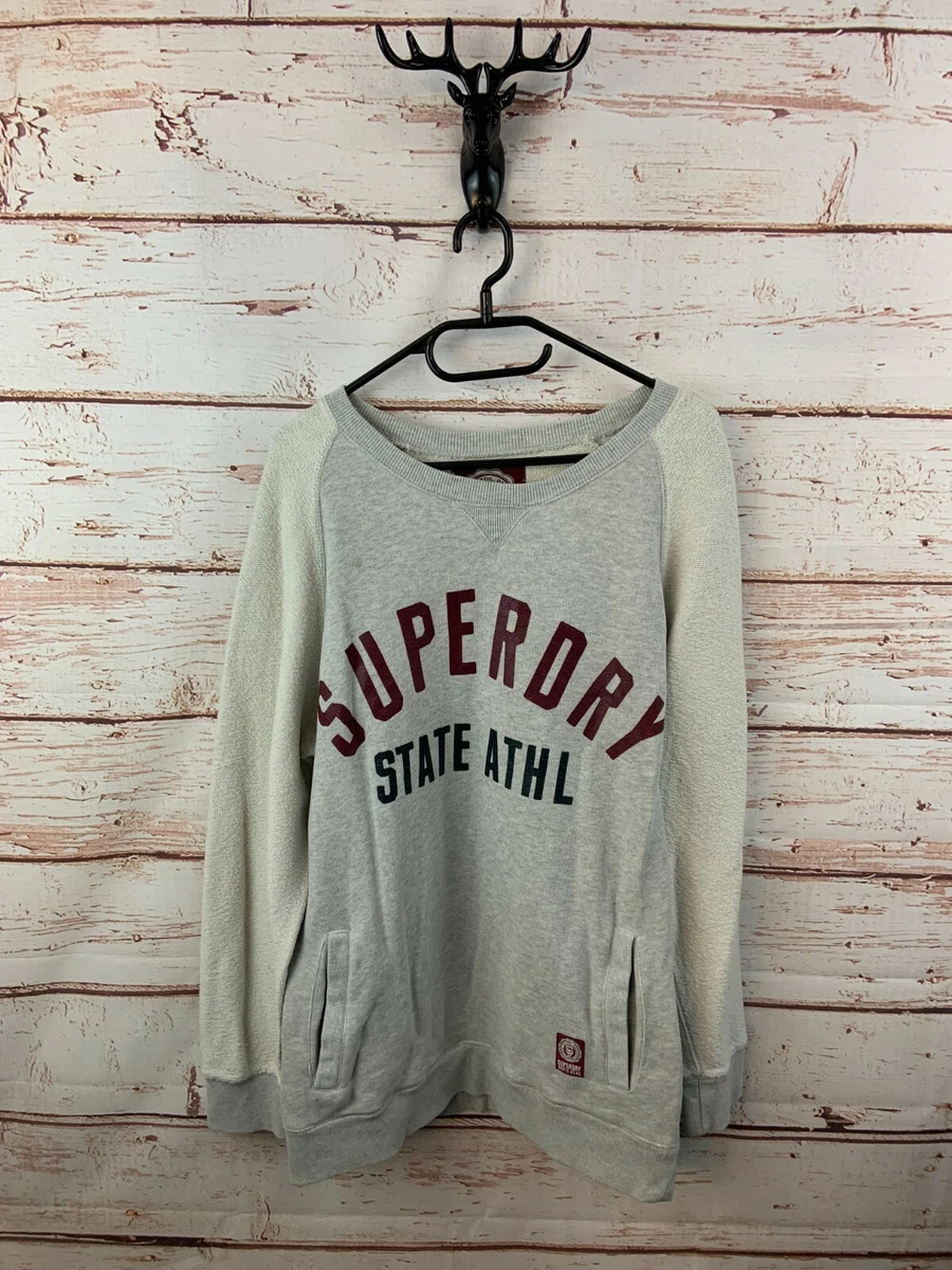 Superdry Mens Jumper XL Grey Cream Cotton Pullover Sweater Spellout  Sweatshirt | eBay