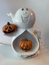 Halloween Ghost With Jack O lantern Light Up Table Decoration Glitter Bats 11