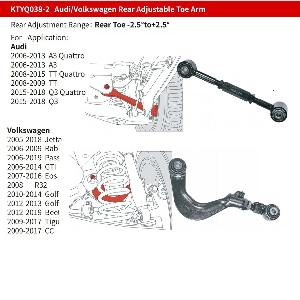 LYKT4pcs Rear Camber&Toe Alignment Kit for Audi A3、TT、Q3 VW 、Passat、GTI、R32、Golf - Image 2 of 4