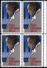 US Scott # 2211, Edward "Duke" Ellington, Block of (4) 1986 22¢ Stamps MNH