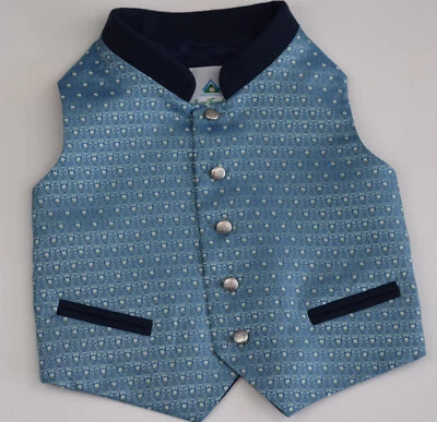 Trachten Weste blau Kinder Isar Trachten Kinderweste Neu Gr. 92-176 Stehkragen