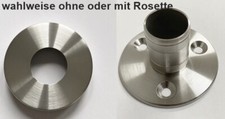 Bodenanker Edelstahl Ø 42,4x2,0 mm V2A Bodenflansch Pfostenhalter + Rosette