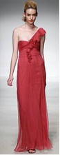 Amsale Coral Bridesmaid Dress, One Shoulder Chiffon, Perfect condition Gorgeous 