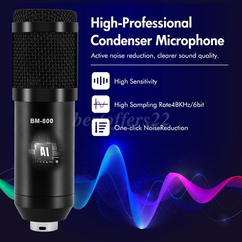 Podcast Equipment Bundle Condenser Microphone Audio Mixer Studio Recording Kit - Picture 37 of 77