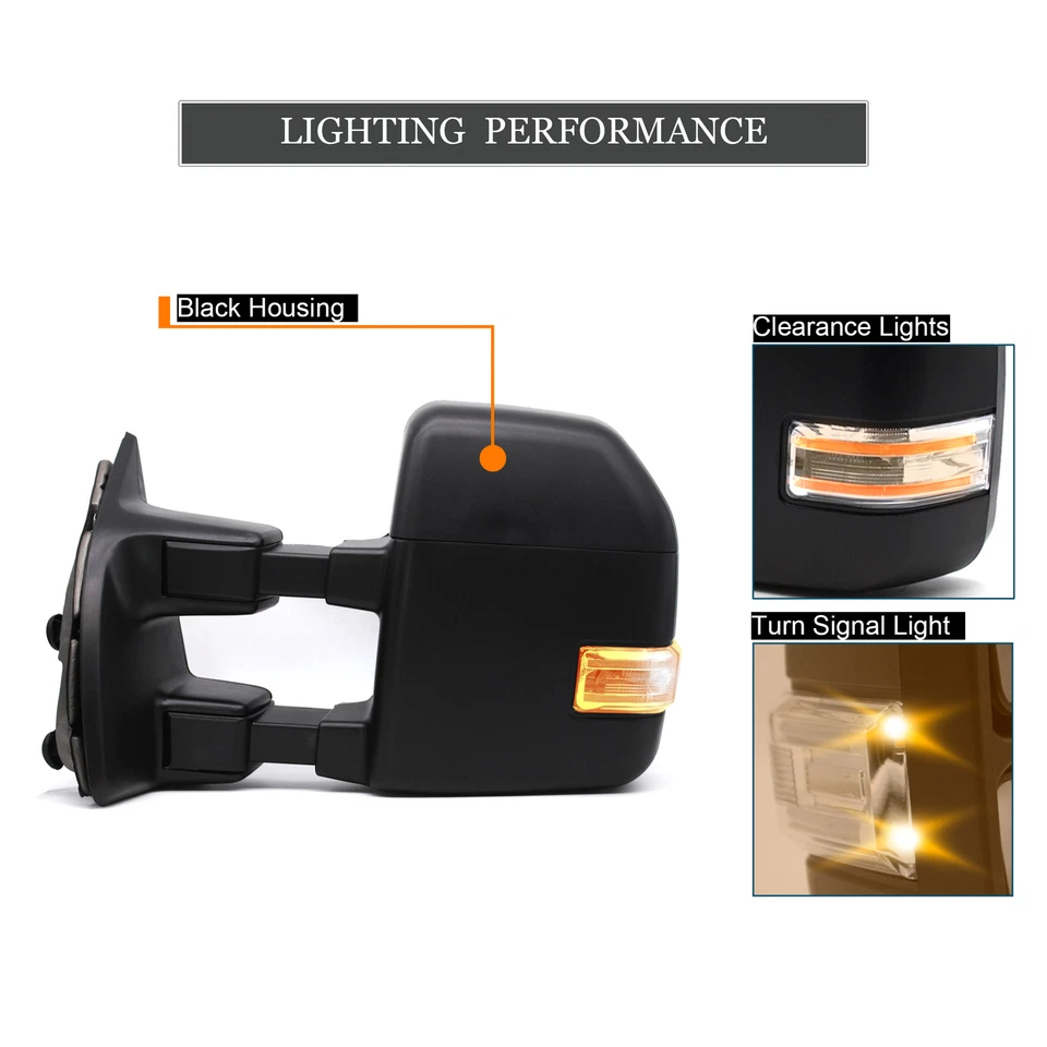 Upgrade Towing Mirrors For 11-16 Ford F250 F350 Super Duty Power Heated Signal - Image 2 of 4