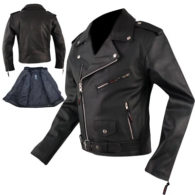 Blouson Cuir Motard Moto Vintage Chopper Custom Haute Qualité Neuf - Photo 1/4