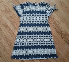 NWT Ronni Nicole Dress Medium Textured Print Tied Short Sleeves Beachy Boho Blue