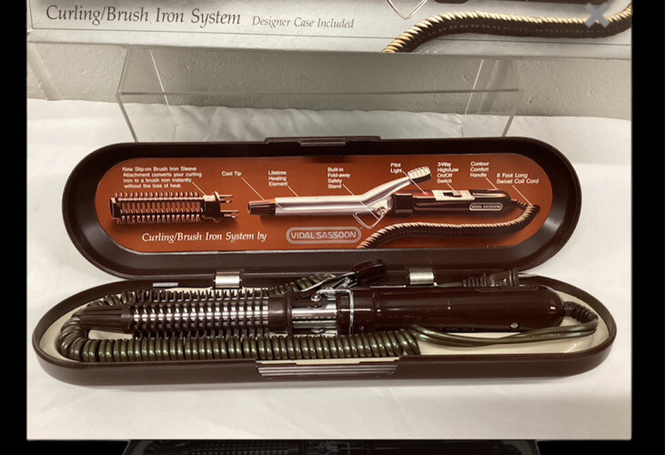 Vidal Sassoon Dual Curling Brush Iron System in Case VIntage Model NOS Vntg -Vidal Sassoon Professional Total Curling / Brush Iron  main image 4