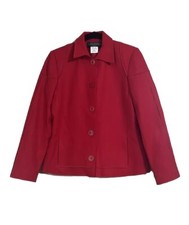 Harve Benard Blazer Sz 6P Red Button Down Long Sleeves Wool Blend Work Career