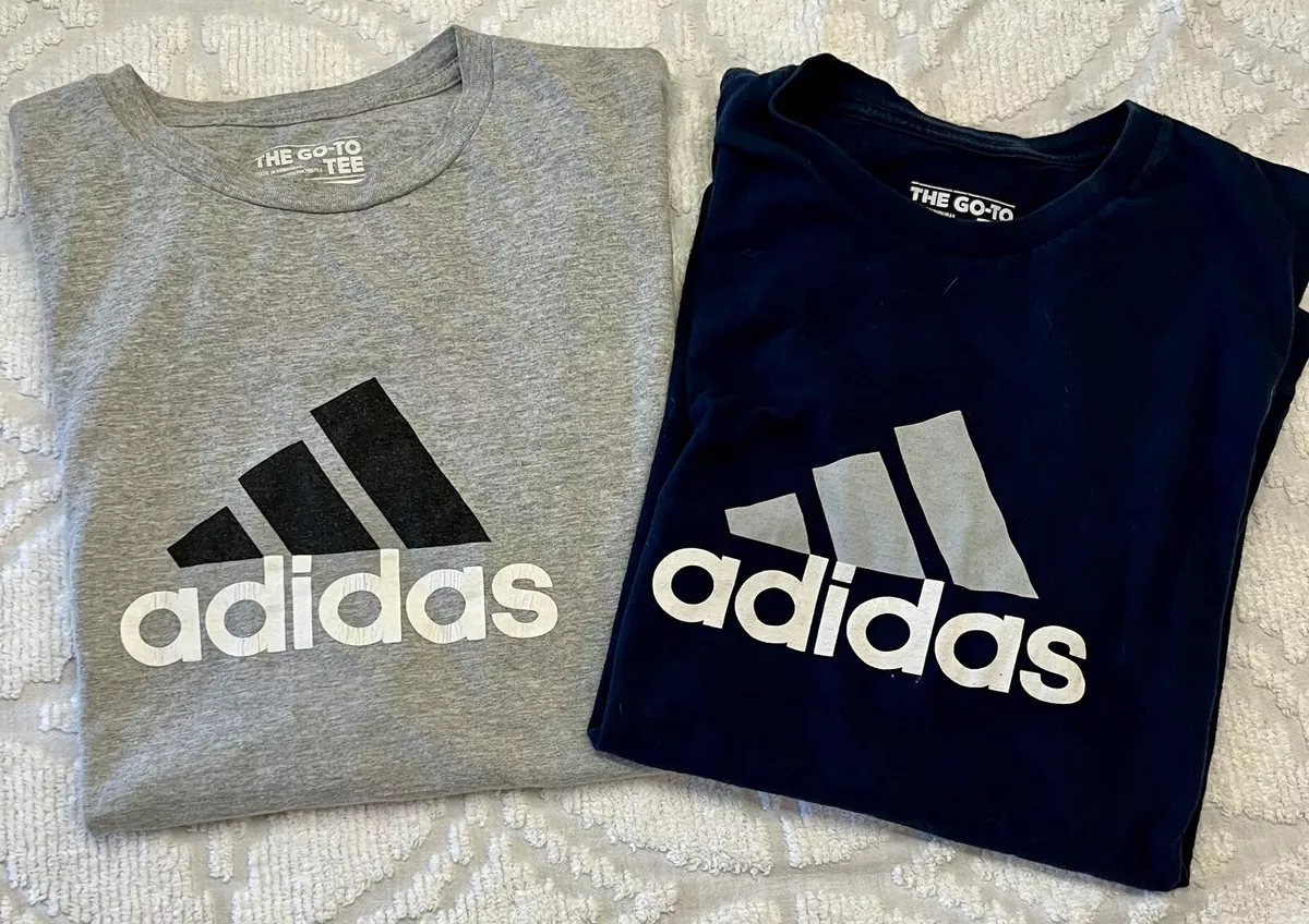 Lot Of 2 Adidas Go To Performance Tee Big Logo T Shirt Men Sz L Navy Gray