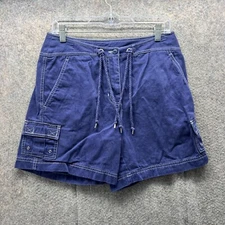 Lauren Ralph Lauren Shorts Women 6 Ladies Blue Cargo Flat Canvas Drawstring
