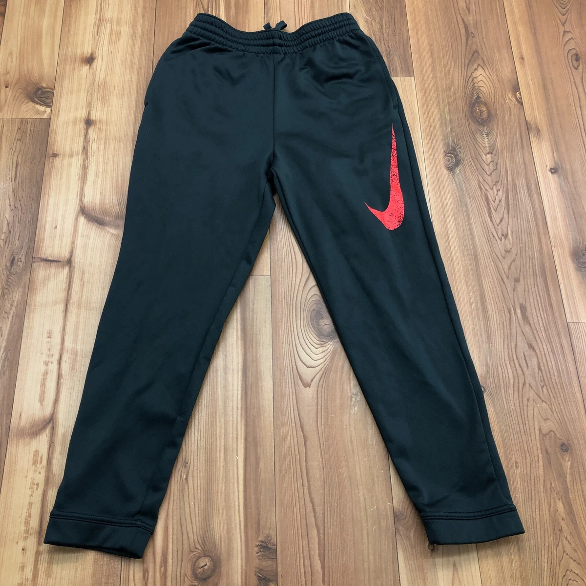 Nike Black Straight Leg Athletic Drawstring Dri-Fit Sweatpants Youth Size L