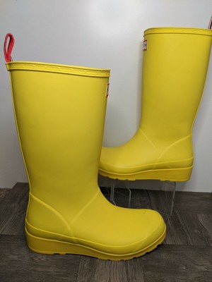 yellow tall hunter rain boots