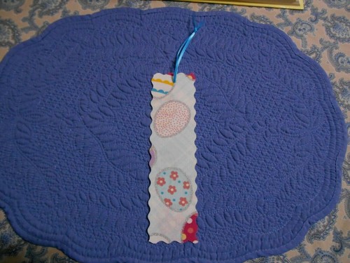 Bookmark EGG or EASTER Fabric or Cloth Handmade Turquoise Ribbon - Picture 2 of 3