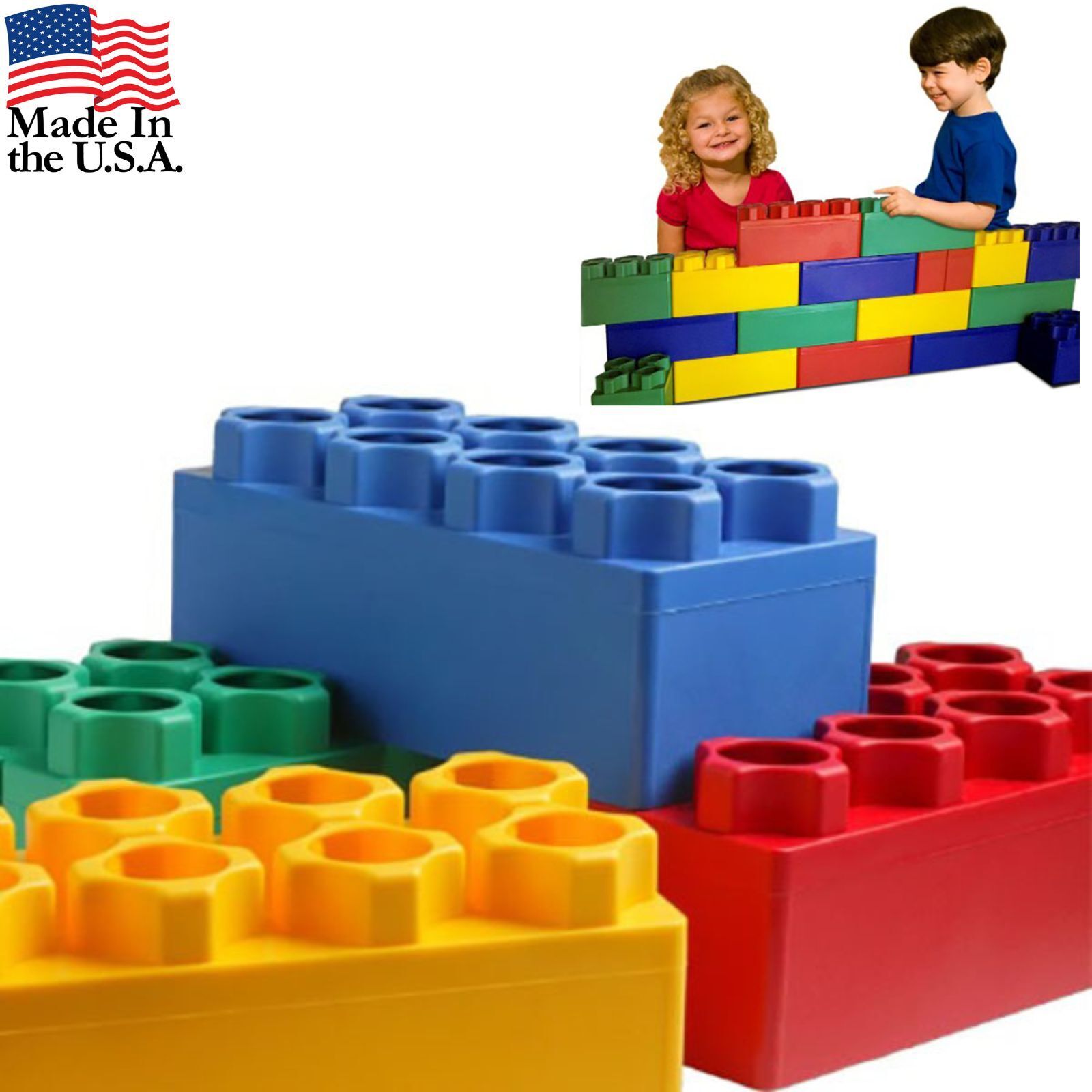 Blinke manipulere overholdelse Jumbo Building Blocks for Toddlers 24 Piece Set 3+ Years Large Plastic  Stackable | eBay