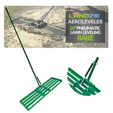 LANDZIE AeroLeveler - Patented 36 inch Wide Pneumatic Lawn Leveling Rake