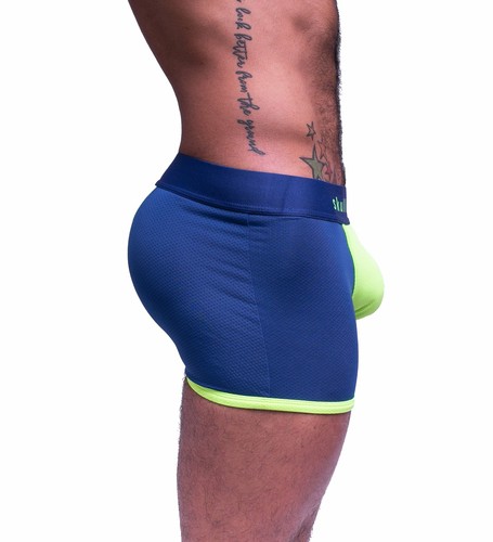 SKULL & BONES Sport Mesh Boxer Trunk Double Fabric Layer Gusset Neon Navy 1 - Bild 3 von 5