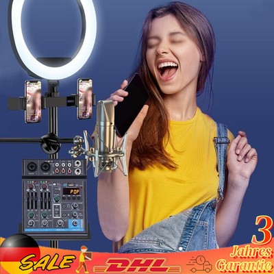 4 Kanal bluetooth Mixer USB Live Studio Audio Mischpult DJ Konsole Soundboard DE