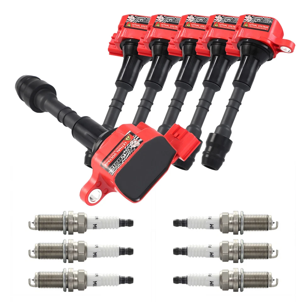 6 Pack Ignition Coil & Platinum Spark Plug For 2005-2011 Nissan Frontier Xterra - Image 4 of 4