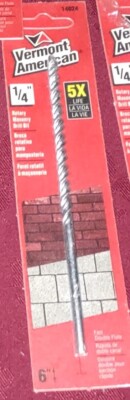 Vermont American 14024 Double Flute Masonry Drill Bit 1/4-Inch Lot Of 18 NIB