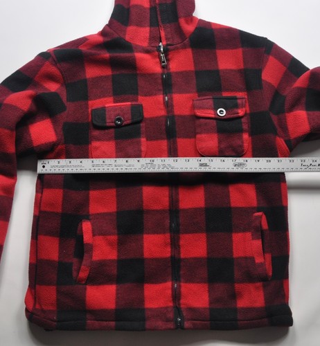 LEEHANTON rot & schwarz Kapuze Buffalo kariert Fleece gefütterte Jacke Größe Large - Bild 5 von 6