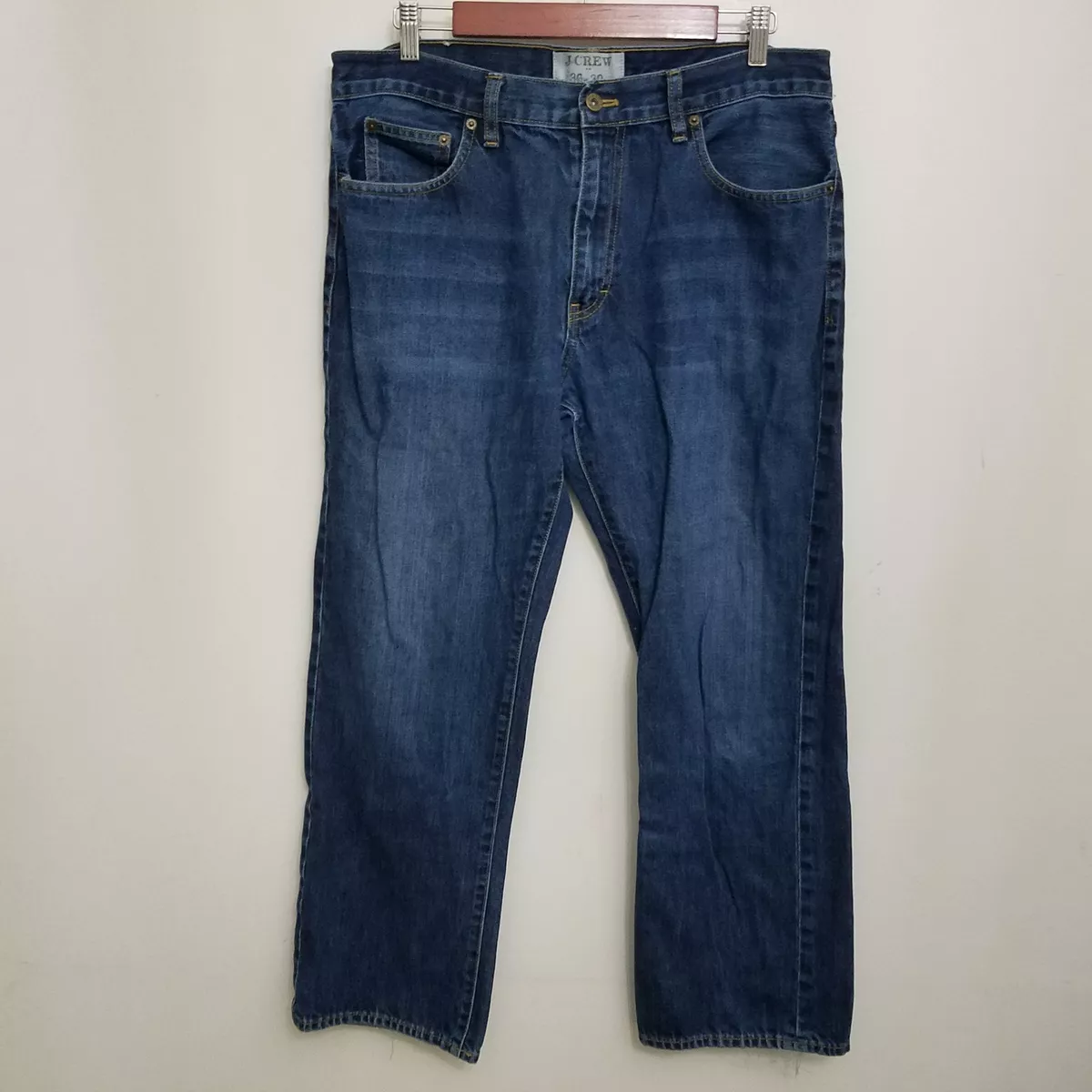 J Crew Mens Sullivan Bootcut Jeans 36x30 Dark Wash Whiskered