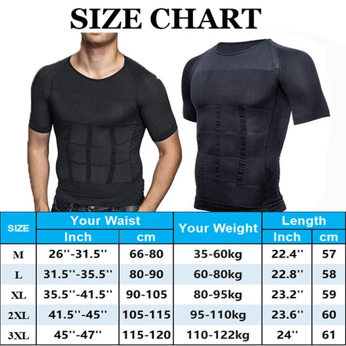 Men's Tummy Control Body Shaper Tops Hide Gynecomastia Chest Fat Shirt Shapewear - Picture 13 of 38