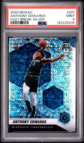 2020-21 Panini Mosaic Mosaic Fast Break Silver Rookie Anthony Edwards PSA 9