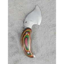 Alaskan Pocket Ulu Folding Knife Stainless Steel Multicolor Pakkawood Handle 4.5