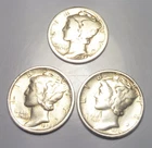 Mercury Dimes: 1929 Philadelphia Denver and San Francisco --3 Coins-- (10B-100)
