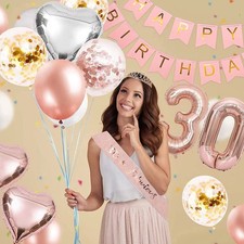 Milestone Birthday Tiara Sash Set Crown Gift for Girls Teens Women 10th-40th