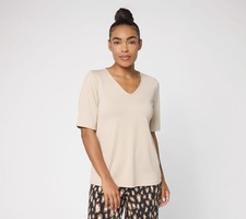 Susan Graver Essentials Butterknit V-Neck Top...