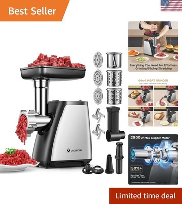 Meat Grinder, 4-In-1 Meat Grinder Electric [2800W Max] with 3 Slice, Shred Bl...