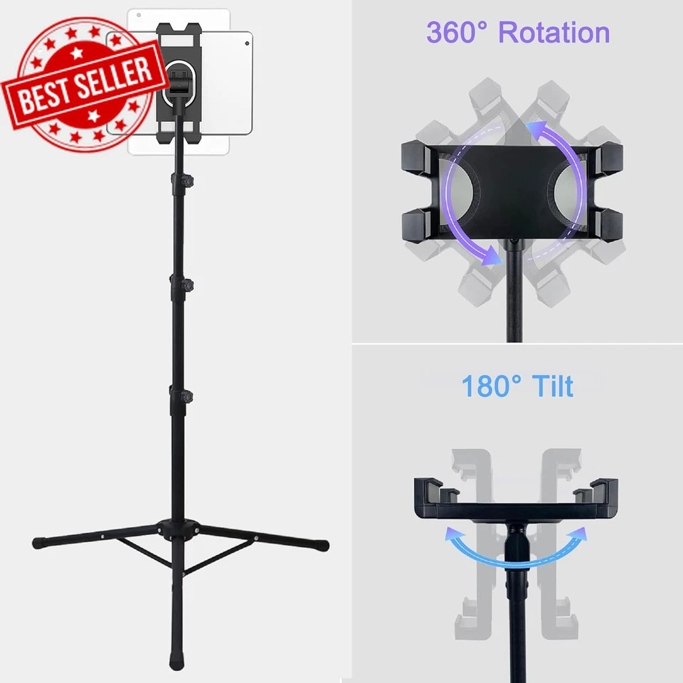 5.5-12.9 Inches Phone & Tablet Floor Stand, Height Adjustable Floor Tripod Stand - image 4 of 4