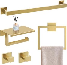 Brushed Gold Bathroom Hardware Accessorie Set 23.6 Inch Towel Bar Set 5-Pieces