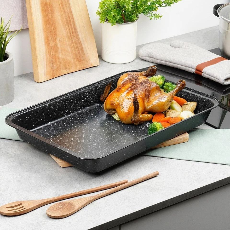 Backblech Ofenblech Kuchenblech Backform mit Granitbeschichtung 47,5x32x5,5 cm - Bild 2 von 4