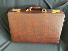 Vintage Brown Leather Combo Lock Briefcase